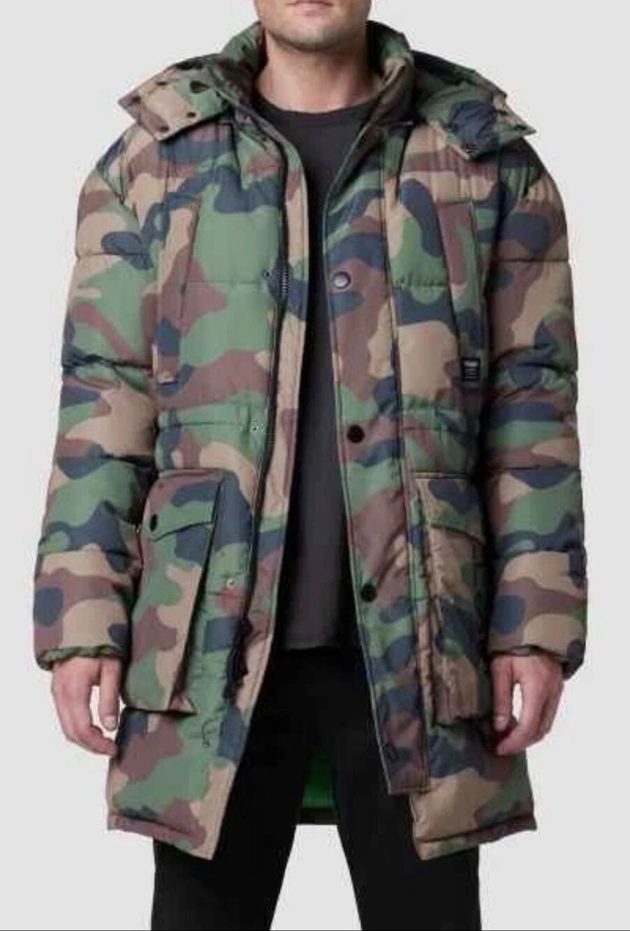 Hudson $438 Quilted Storm Parka Jacket Camo Hooded Insulated Water Resistant Men